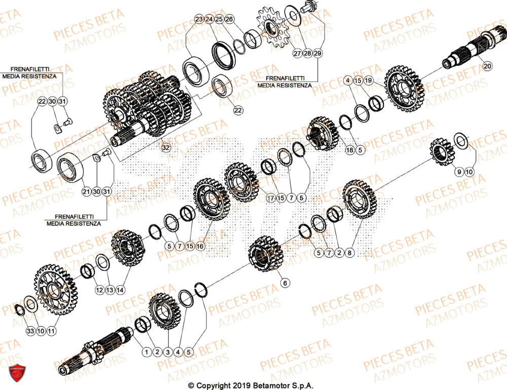 Transmission BETA Pieces BETA ENDURO RR 350 4T RACE/EURO 5+ - (2025)
