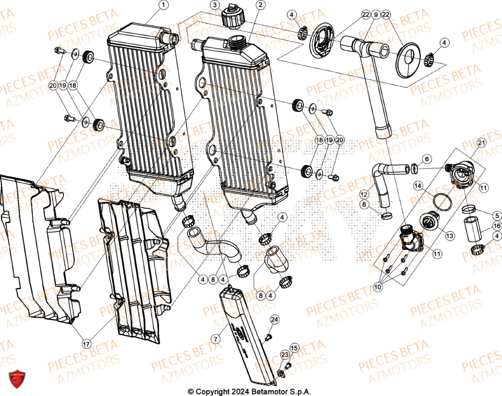 Radiateur BETA Pieces BETA ENDURO RR 350 4T X-PRO/EURO5+ - (2025)