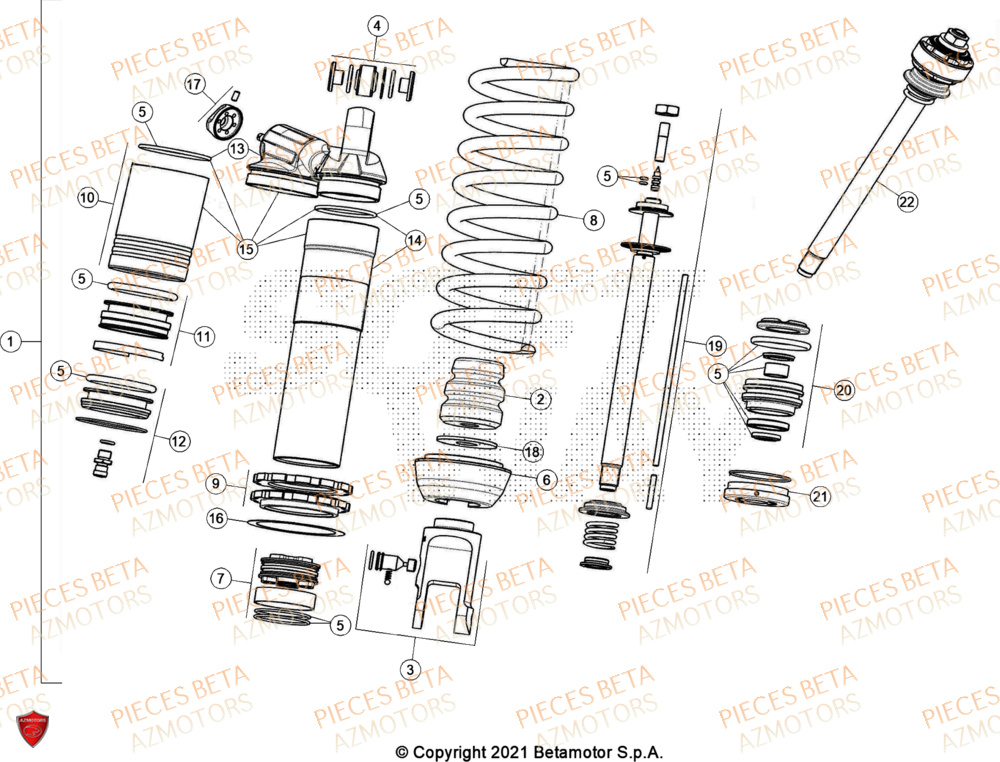 Amortisseur Au Detail BETA Pieces BETA ENDURO RR 300 2T - (2024)