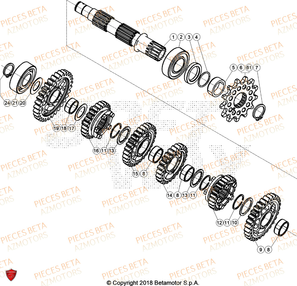 Boite De Vitesses Pignon BETA Pieces BETA ENDURO RR 300 2T - (2024)