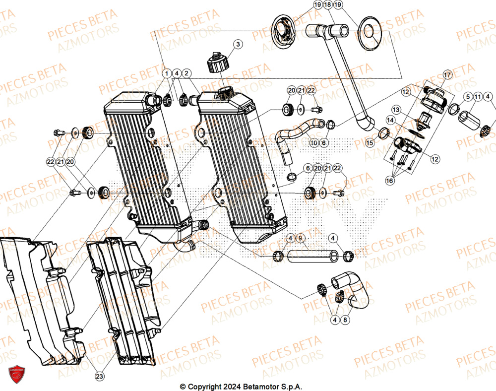 Radiateur BETA Pieces BETA ENDURO RR 300 2T - (2024)