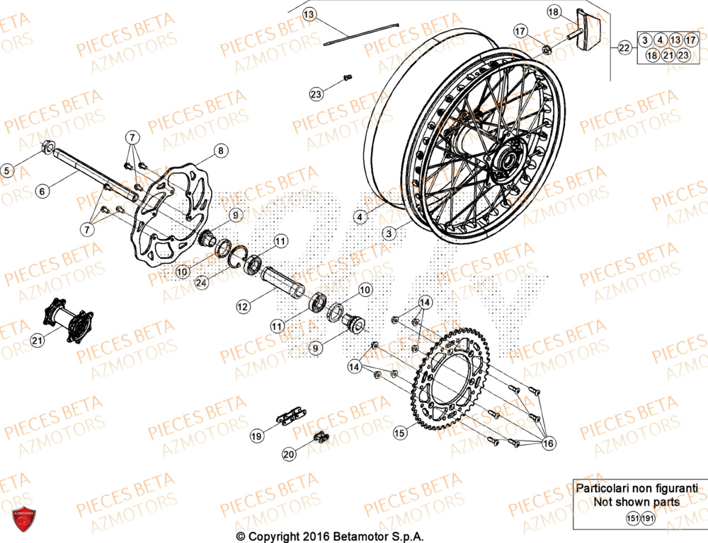 Roue Arriere BETA Pieces BETA ENDURO RR 300 2T - (2024)