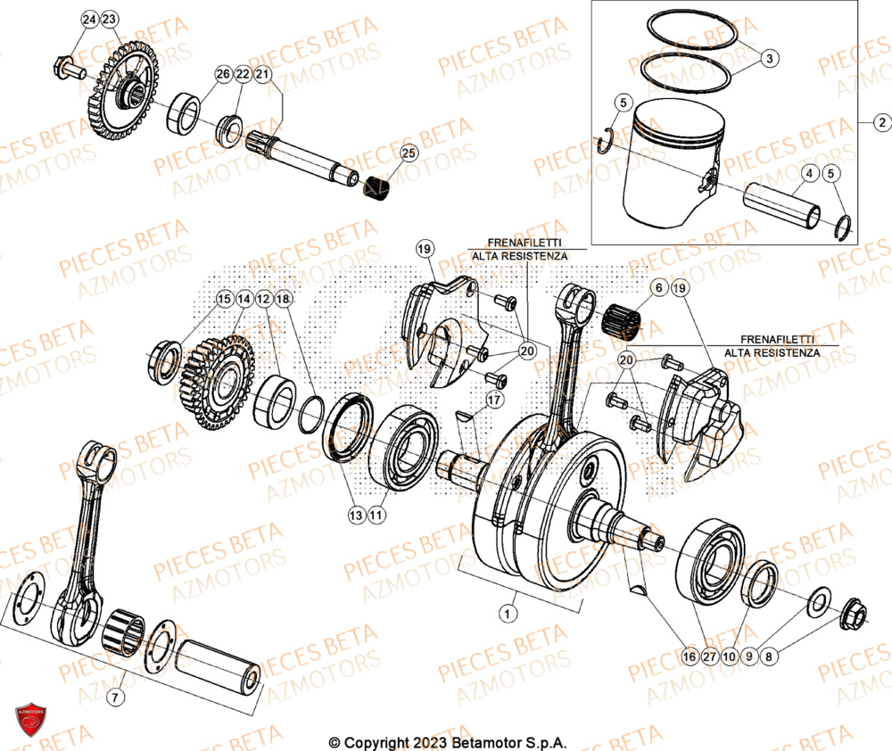 Vilbrequin Piston Contre Arbre BETA Pieces BETA ENDURO RR 300 2T - (2024)