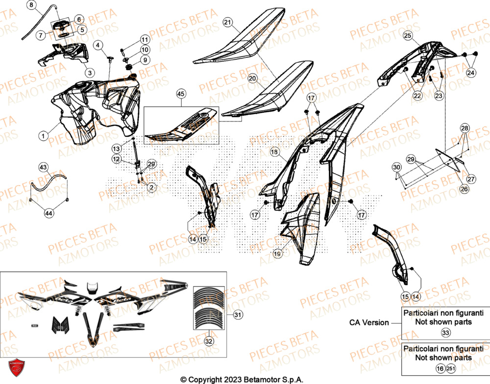 Carenages Reservoir Selle BETA Pieces BETA ENDURO RR 300 2T RACING - (2024)