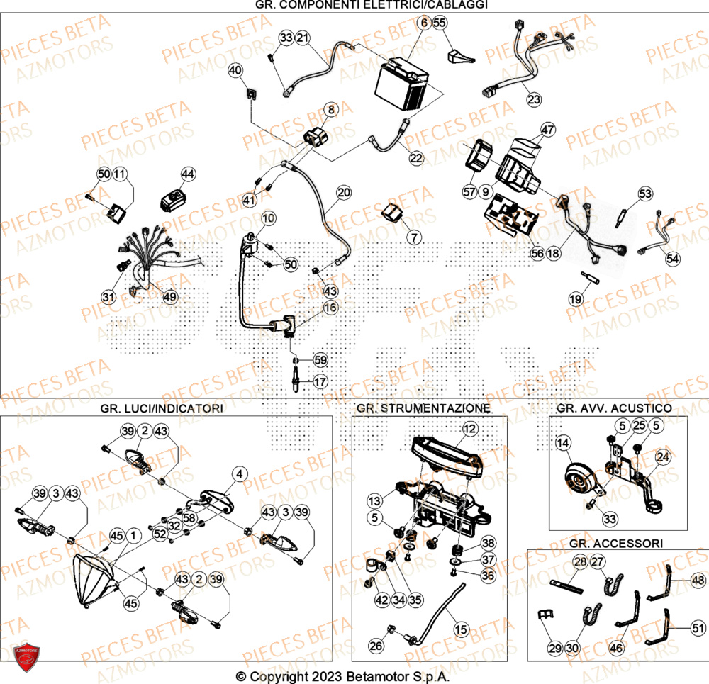 Installation Electrique BETA Pieces BETA ENDURO RR 300 2T RACING - (2024)