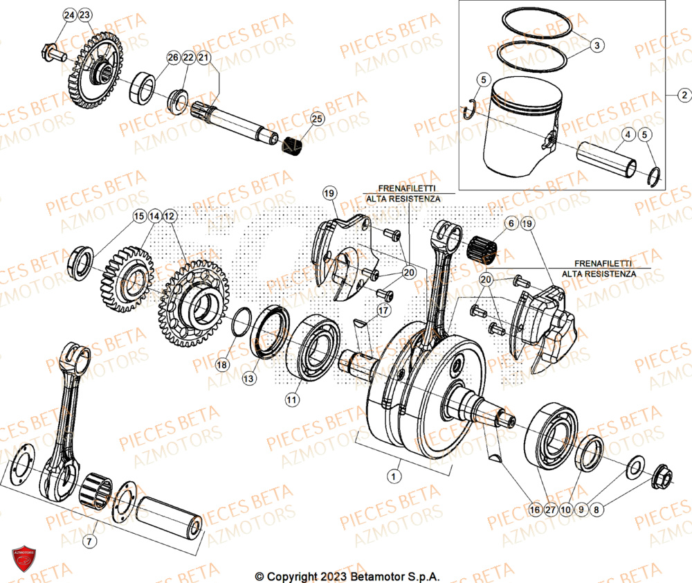 Vilbrequin Piston Contre Arbre BETA Pieces BETA ENDURO RR 300 2T RACING - (2024)