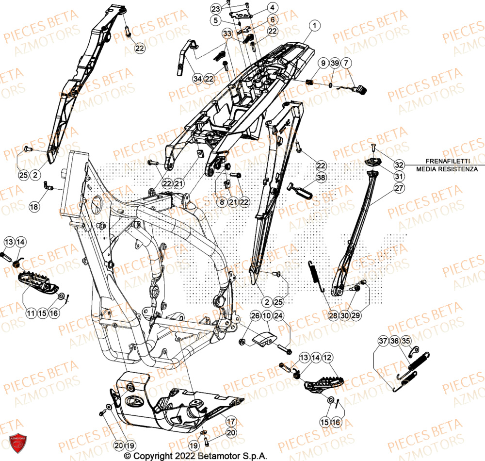 Accessoires De Chassis BETA Pieces BETA ENDURO RR 350 4T - (2024)
