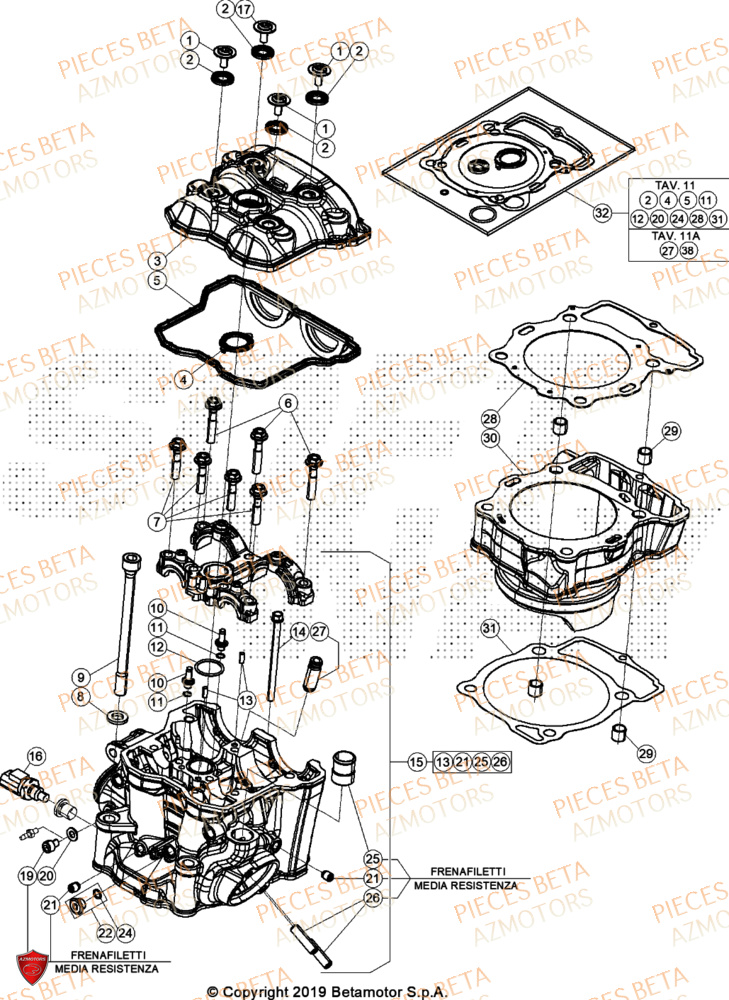 Cylindre Culasse Distribution BETA Pieces BETA ENDURO RR 350 4T - (2024)
