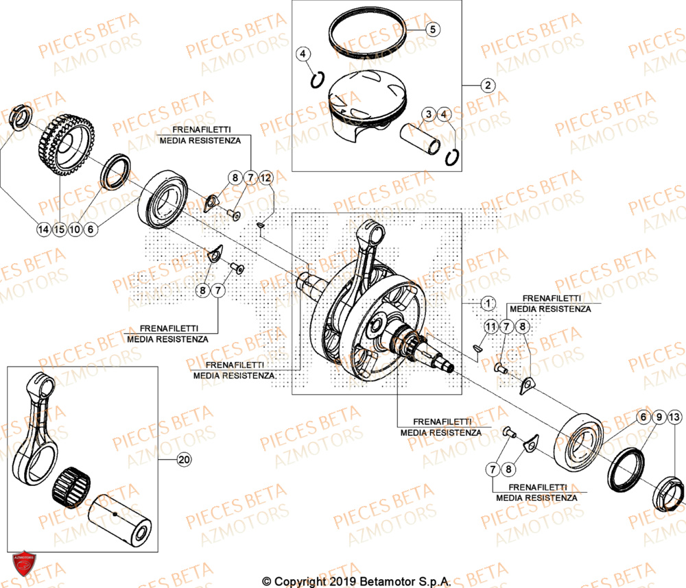 Piston Vilebrequin BETA Pieces BETA ENDURO RR 480 4T - (2024)
