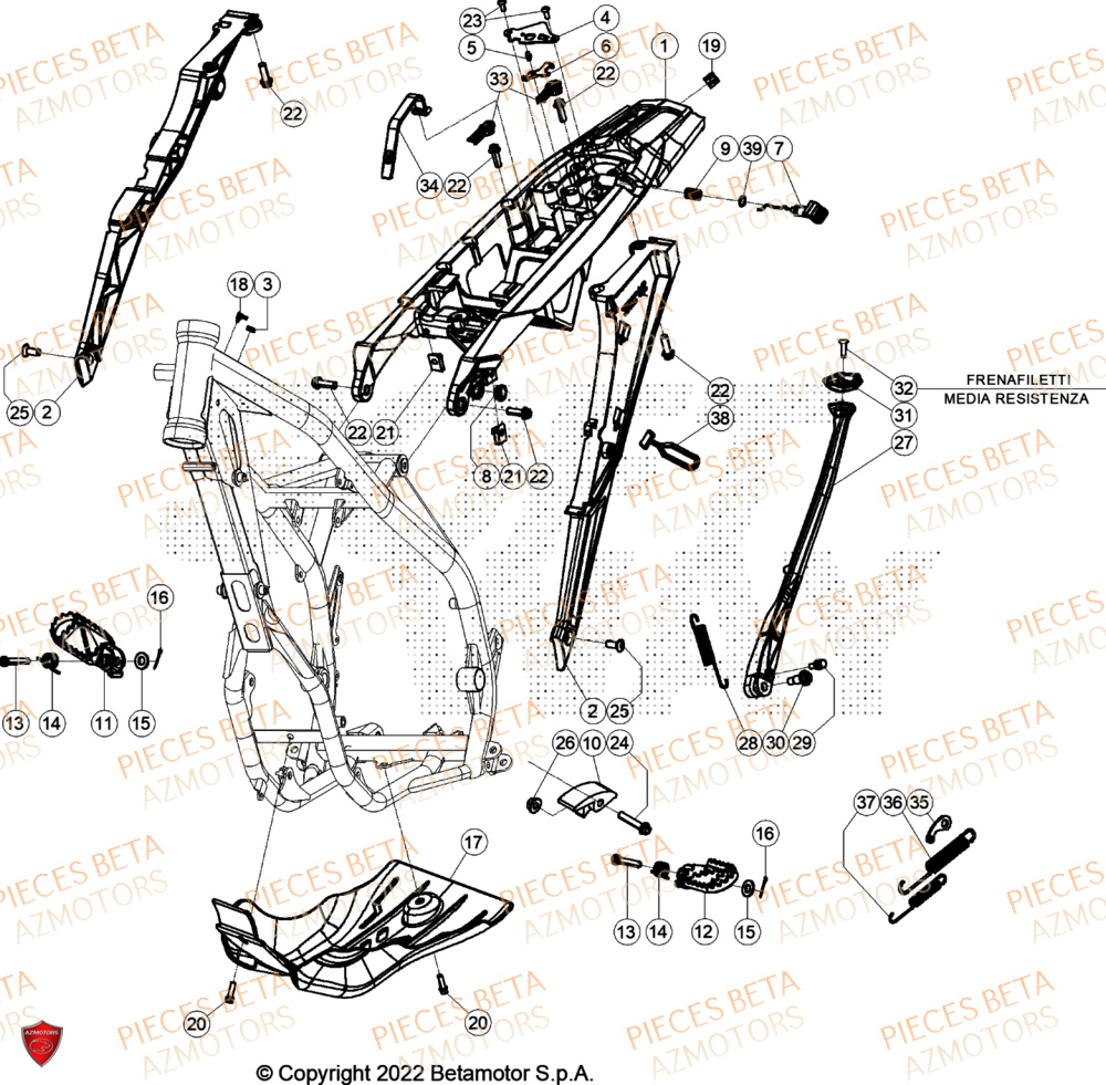 Accessoires De Chassis BETA Pieces BETA ENDURO XTRAINER 300 2T - (2024)