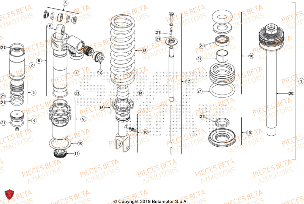 Amortisseur Au Detail BETA Pieces BETA ENDURO XTRAINER 300 2T - (2024)