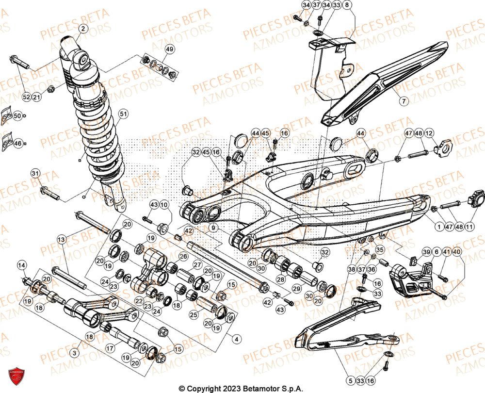 Bras Oscillant Amortisseur BETA Pieces BETA ENDURO XTRAINER 300 2T - (2024)