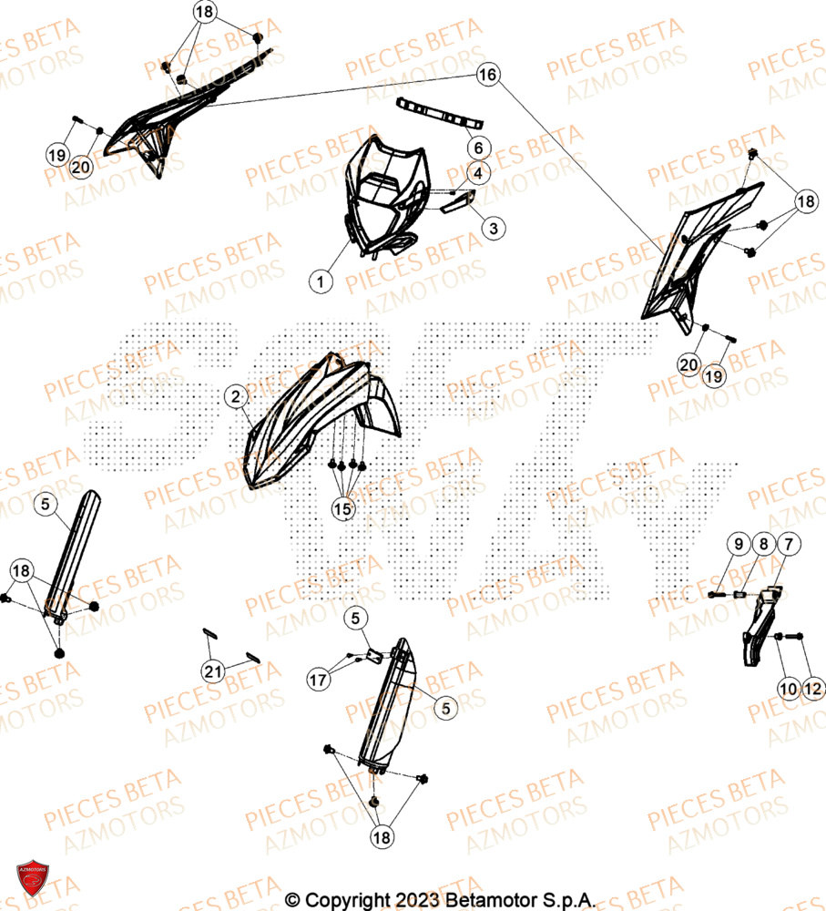 Carenages Avant BETA Pieces BETA ENDURO XTRAINER 300 2T - (2024)