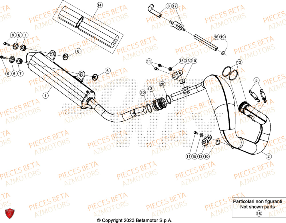 Echappement BETA Pieces BETA ENDURO XTRAINER 300 2T - (2024)