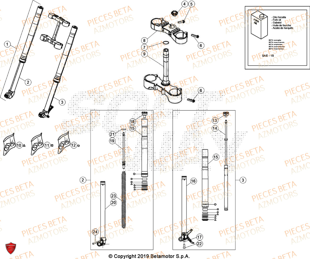 Fourche BETA Pieces BETA ENDURO XTRAINER 300 2T - (2024)