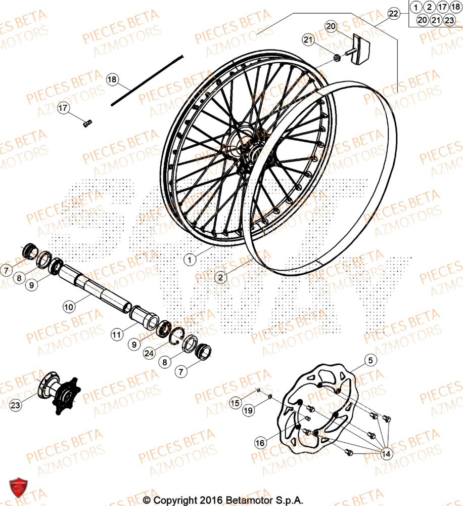 Roue Avant BETA Pieces BETA ENDURO XTRAINER 300 2T - (2024)