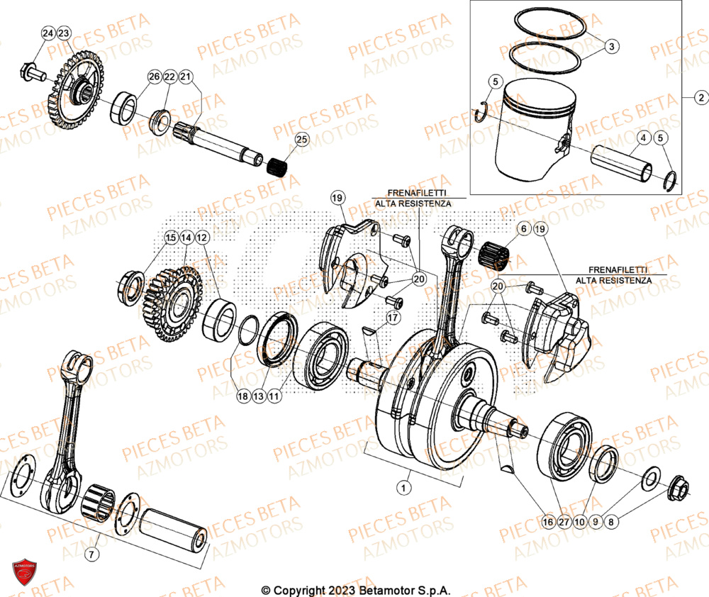 Vilbrequin Piston Contre Arbre BETA Pieces BETA ENDURO XTRAINER 300 2T - (2024)