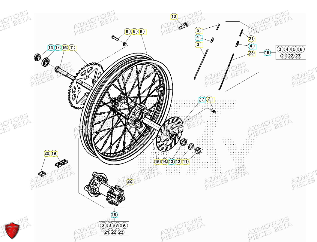 Roue Arriere BETA Pièces Beta TRIAL EVO 125 2T 2024