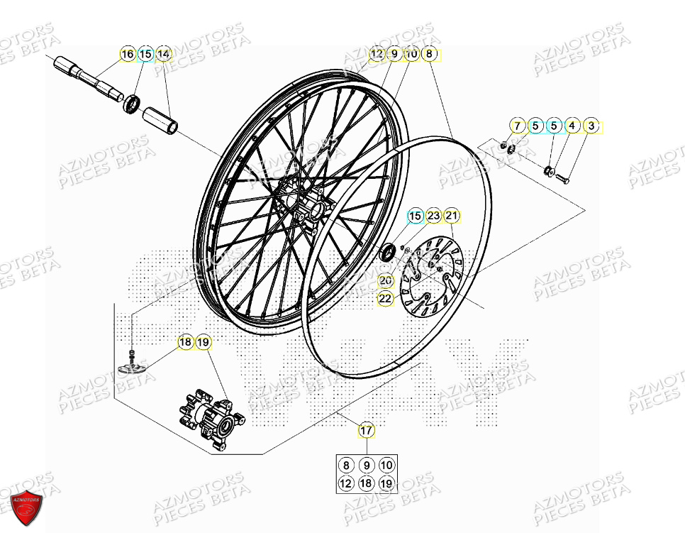 Roue Avant BETA Pièces Beta TRIAL EVO 125 2T 2024