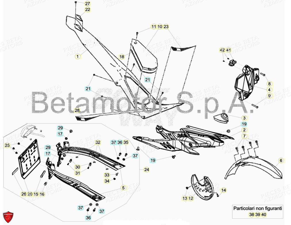 CARENAGES RESERVOIR SELLE BETA EVO 125 2T FACTORY 2017