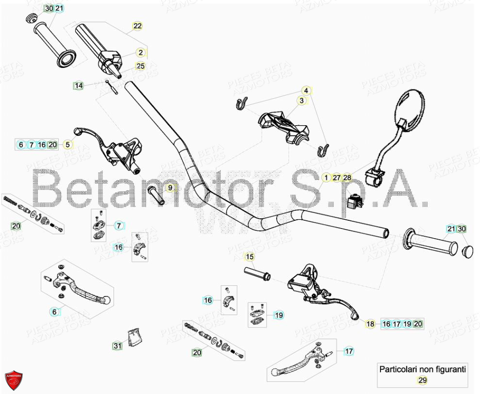 BOUCHONS GUIDON ANOD. EVO BETA pour COMMANDES-GUIDON de EVO 125 2T FACTORY 2017