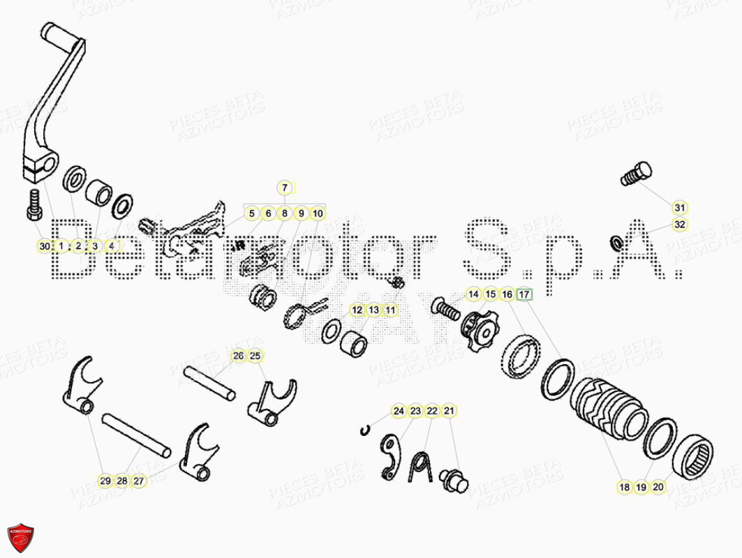 Commande Levier Boite A Vitesses BETA Pièces BETA EVO 2T -125CC- FACTORY - (2017)