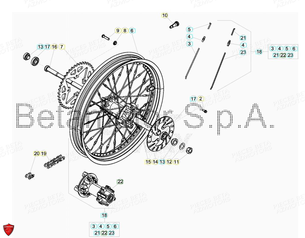 ROUE ARRIERE BETA EVO 125 2T FACTORY 2017