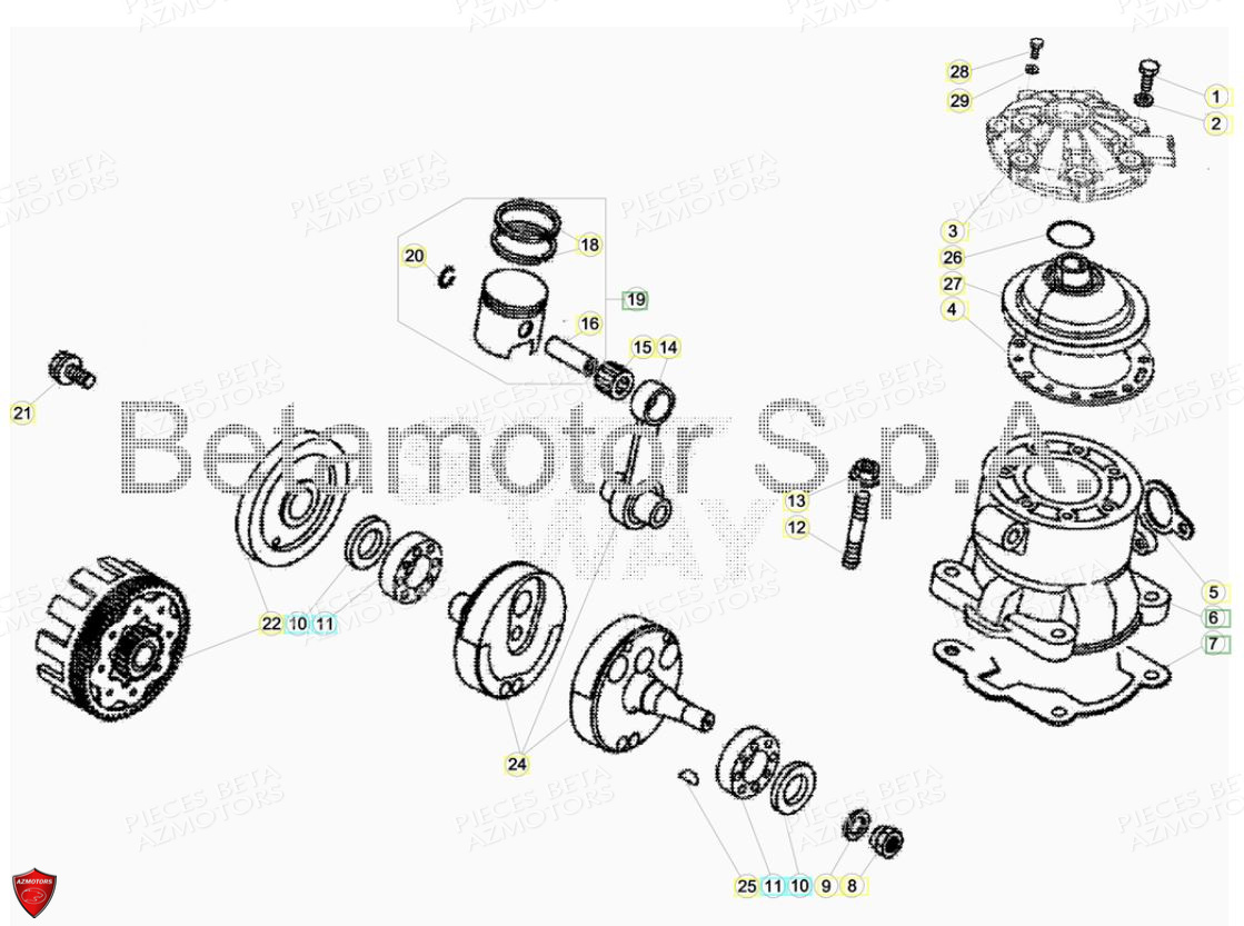 Vilebrequin Piston Contre Arbre BETA Pièces BETA EVO 2T -125CC- FACTORY - (2017)