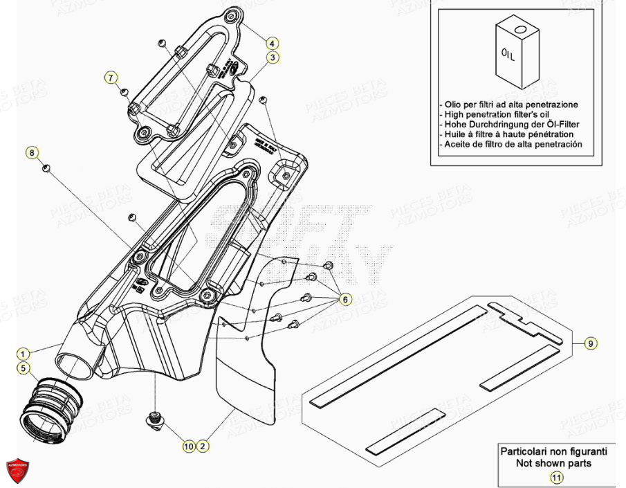 FILTRE A AIR EN EPONGE ORIGINE BETA pour BOITIER DU FILTRE A AIR de EVO 125 2T FACTORY 2018