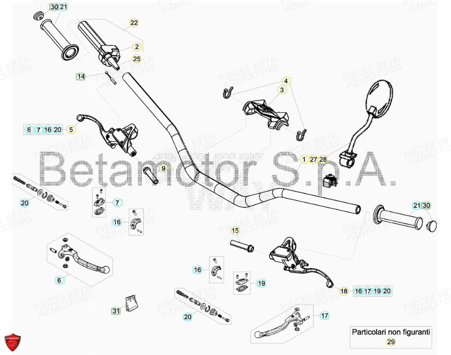 BOUCHONS GUIDON ANOD. EVO BETA pour COMMANDES-GUIDON de EVO 125 2T FACTORY 2018