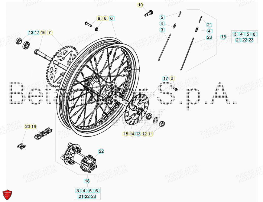 Roue Arriere BETA Pièces BETA EVO 2T -125CC- FACTORY - (2018)