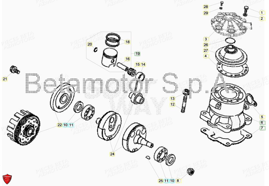 Vilebrequin Piston Contre Arbre BETA Pièces BETA EVO 2T -125CC- FACTORY - (2018)