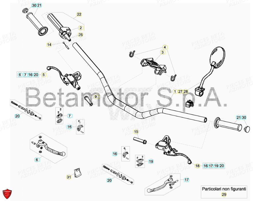 BOUCHONS GUIDON ANOD. EVO BETA pour COMMANDES-GUIDON de EVO 125 2T FACTORY 2019