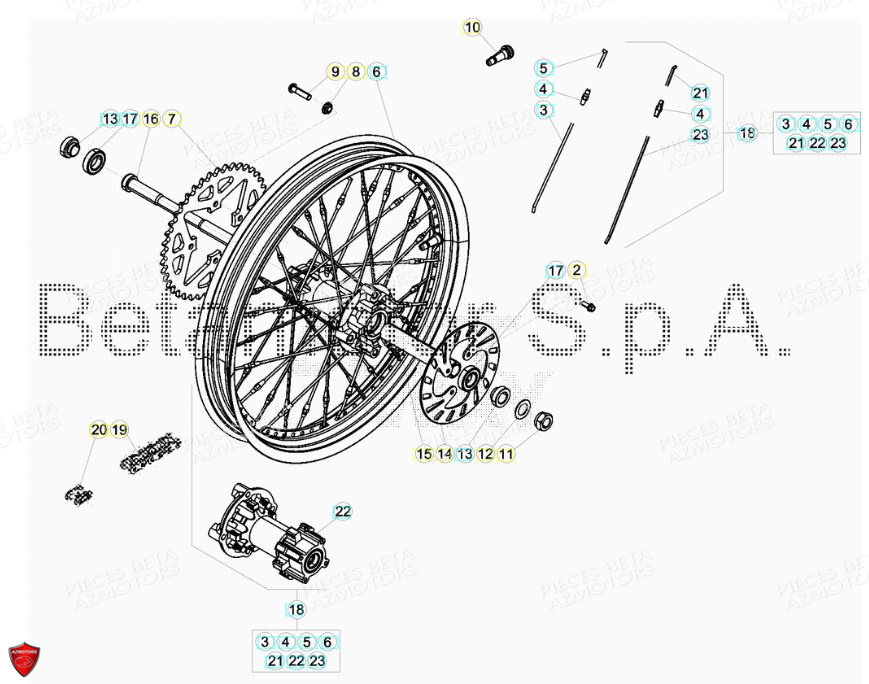 Roue Arriere BETA Pièces BETA EVO 2T -125CC- FACTORY - (2019)