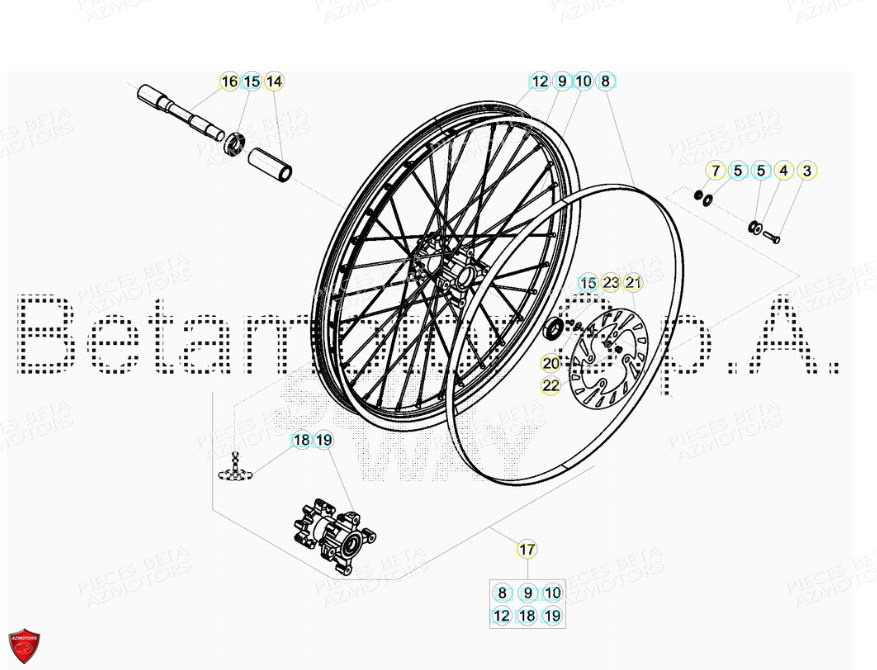 Roue Avant BETA Pièces BETA EVO 2T -125CC- FACTORY - (2019)