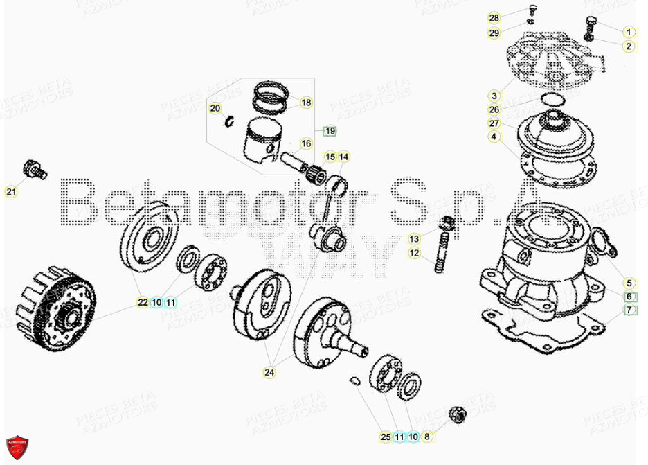 Vilebrequin Piston Contre Arbre BETA Pièces BETA EVO 2T -125CC- FACTORY - (2019)