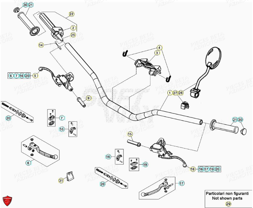 COMMANDES GUIDON BETA EVO 125 2T FACTORY 2020