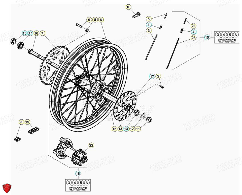 Roue Arriere BETA Pièces BETA EVO 2T -125CC- FACTORY - (2020)