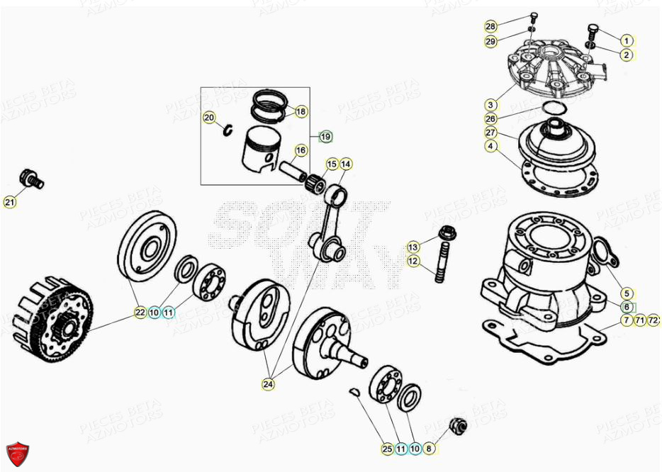 Vilebrequin Piston Contre Arbre BETA Pièces BETA EVO 2T -125CC- FACTORY - (2020)