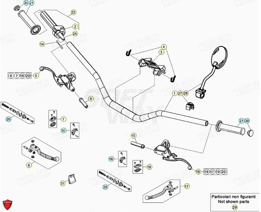 BOUCHONS GUIDON ANOD. EVO BETA pour COMMANDES-GUIDON de EVO 125 2T FACTORY 2021