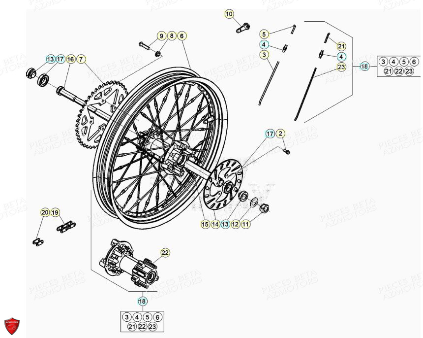 COURONNE TRANSMISSION Z43 BLACK ORIGINE BETA pour ROUE ARRIERE de EVO 125 2T FACTORY 2021