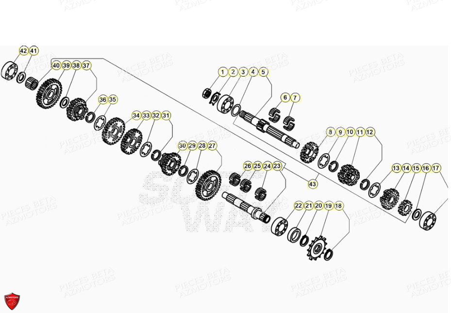 PIGNON CHAINE Z9 REV 125 ORIGINE BETA pour BOITE A VITESSES de EVO 125 2T FACTORY 2022