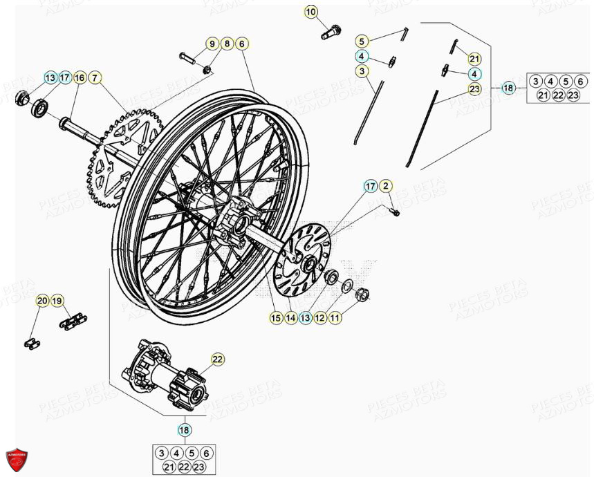 Roue Arriere BETA Pièces BETA EVO 2T -125CC- FACTORY - (2022)