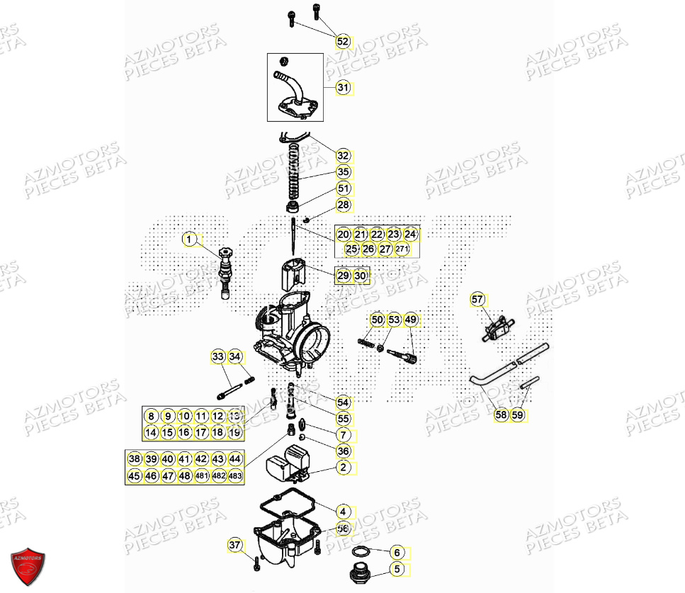 CARBURATEUR DETAIL BETA EVO 125 2T FACTORY 2024