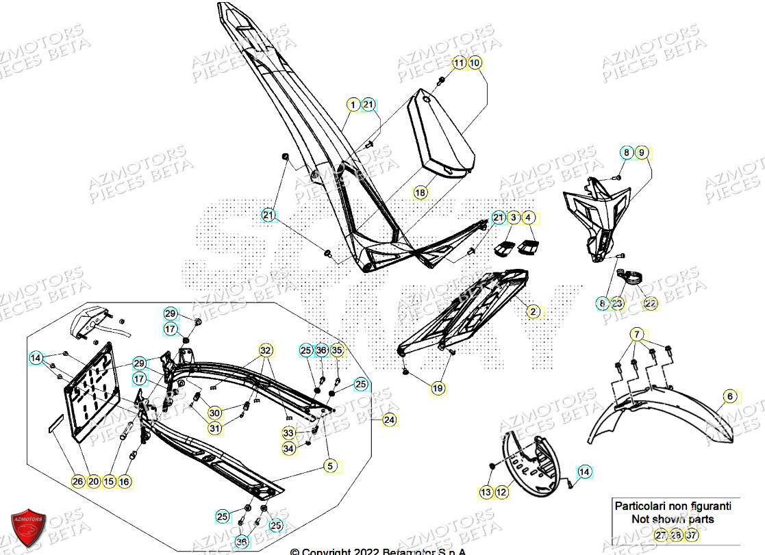 CARENAGES RESERVOIR SELLE BETA EVO 125 2T FACTORY 2024