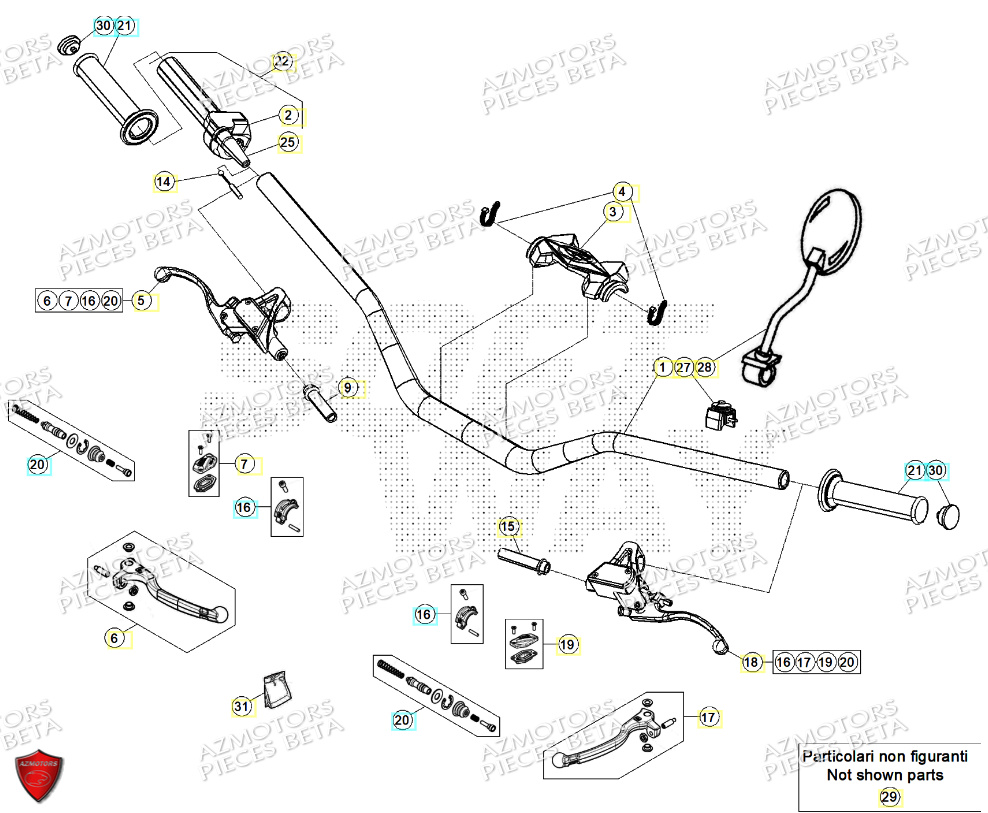 Commandes Guidon BETA Pièces Beta TRIAL EVO 125 FACTORY 2T 2024