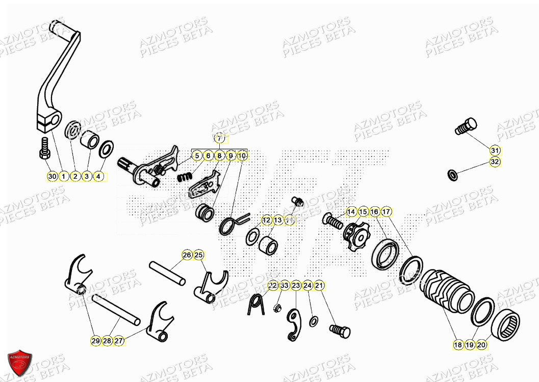 LEVIER BOITE A VITESSES BETA EVO 125 2T FACTORY 2024