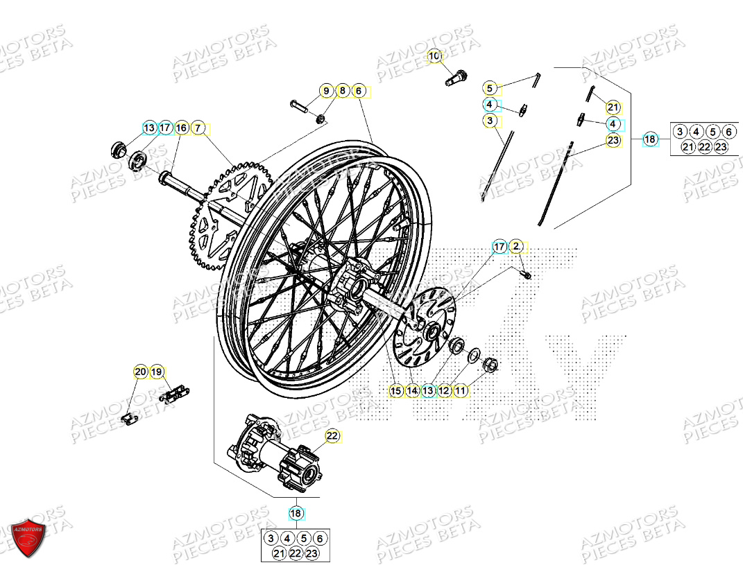 ROUE ARRIERE BETA EVO 125 2T FACTORY 2024