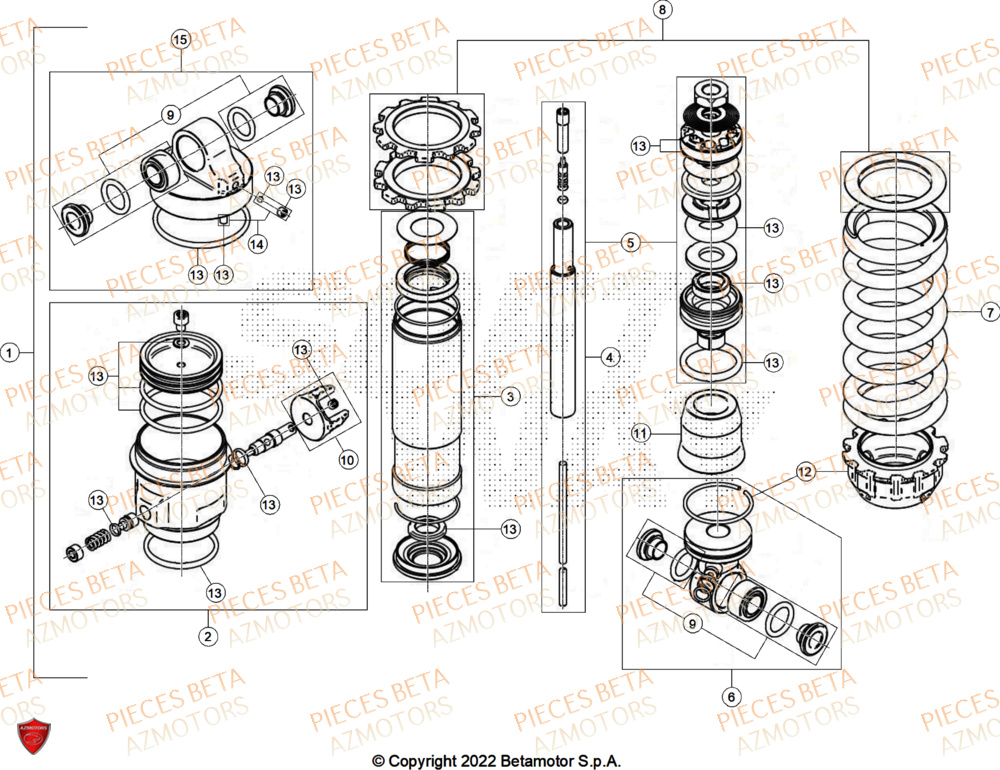 Amortisseur BETA Pièces Beta TRIAL EVO 200 FACTORY 2T 2024