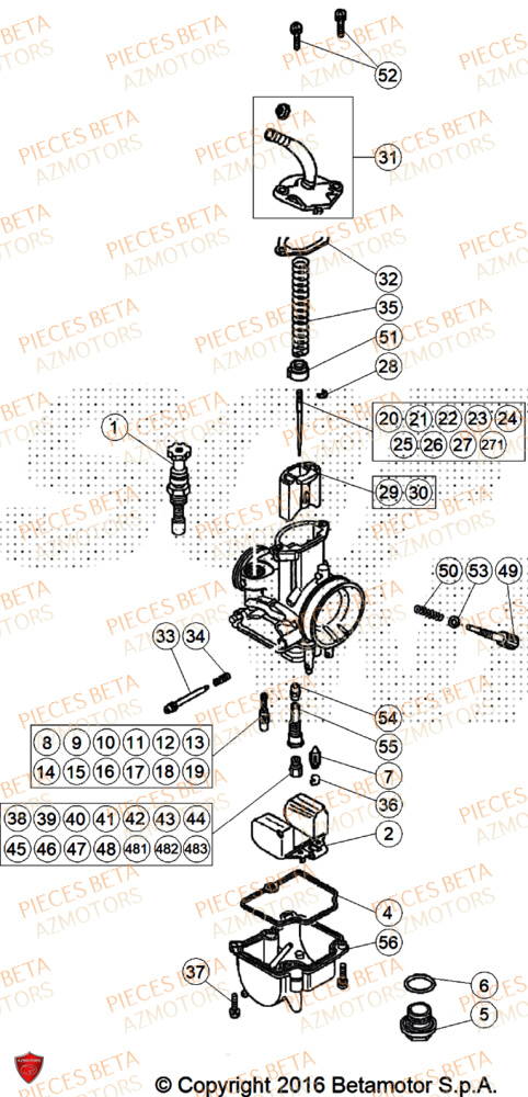 Carburateur Details BETA Pièces Beta TRIAL EVO 200 FACTORY 2T 2024